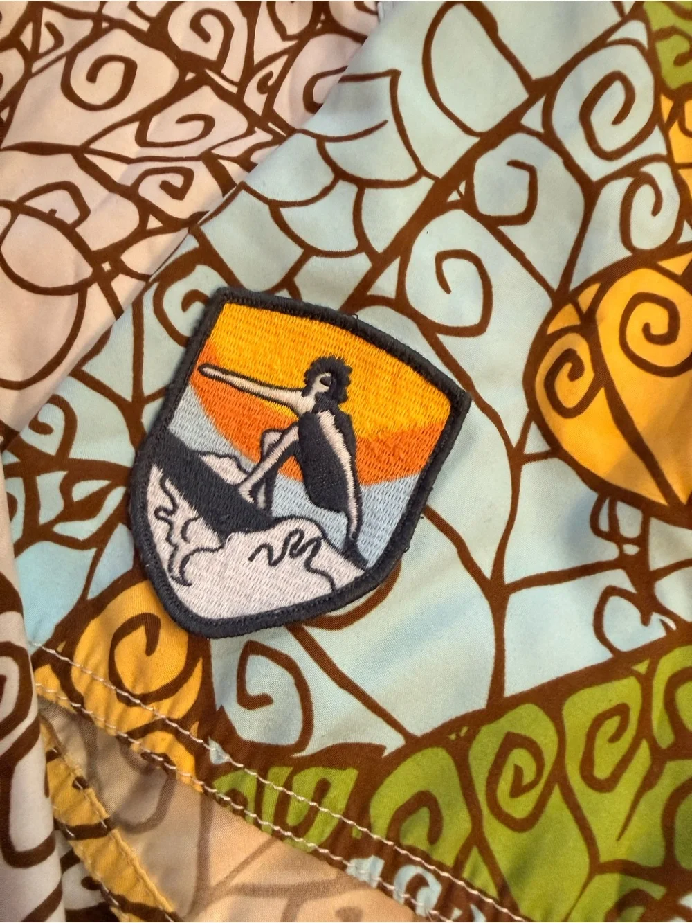 Ocean Pacific Maui and Sons Two-Tone Leaf Print Boardshorts - Yellow Blue White